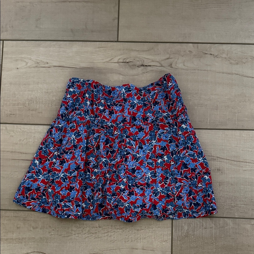 Crewcuts Red and Blue Floral Circle Skort